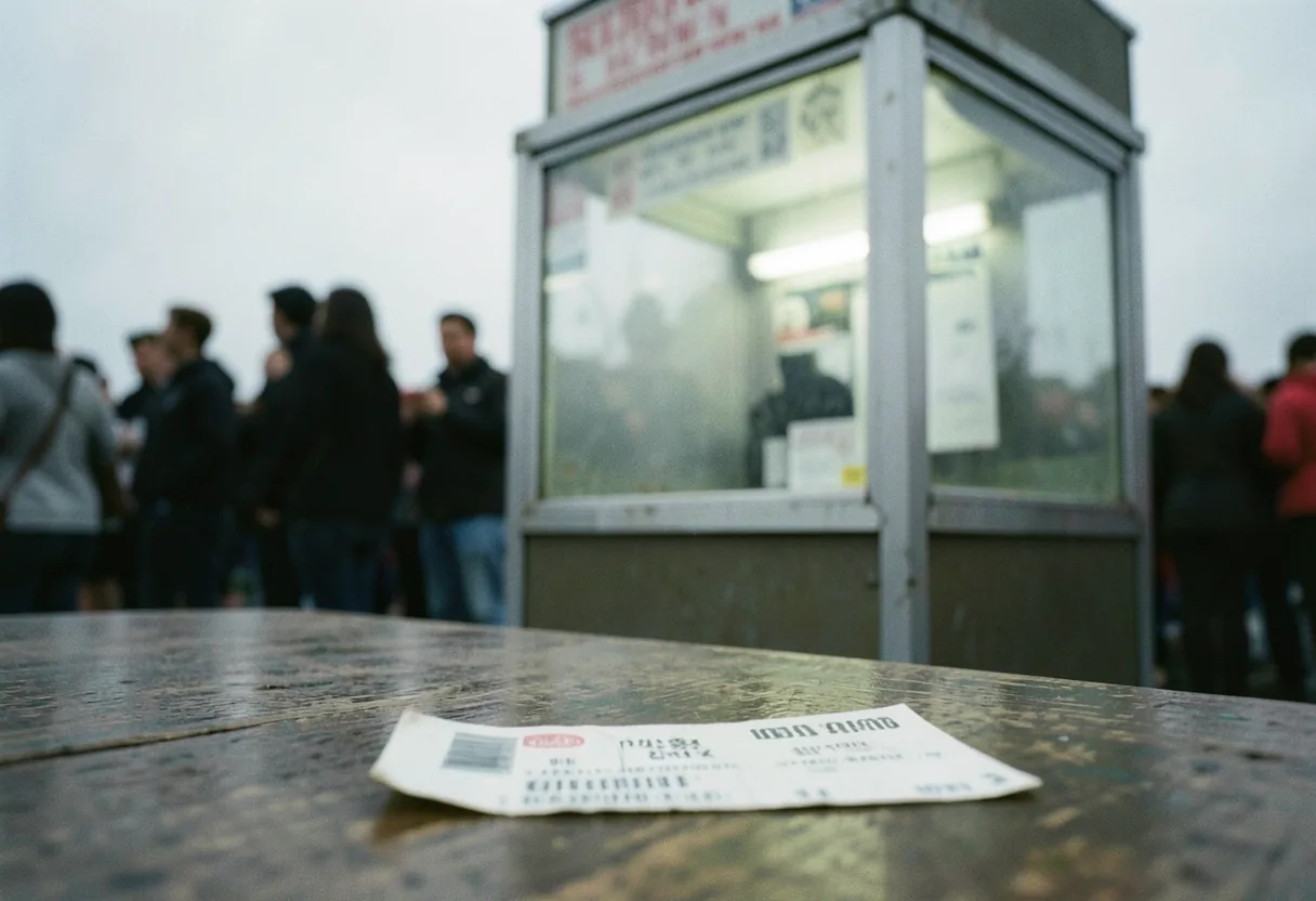 Concert ticket on weathered wood, muted colors, soft lighting, 2024 concert ticket prices.