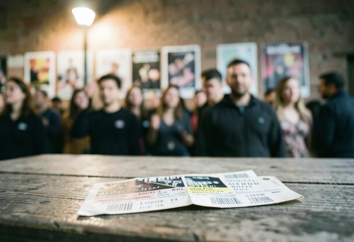 Two concert tickets on a wooden surface, Festival Lineups & Big Event Guide.