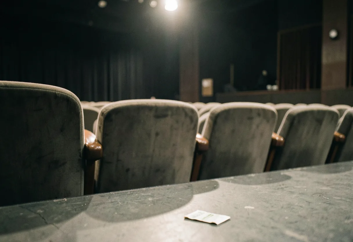 Empty concert venue seats from stage perspective, ticket price analysis by genre venue.